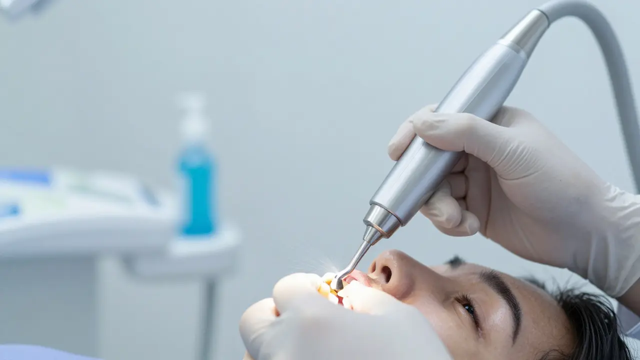 Ultrazvukové čištění zubního kamene u dentisty