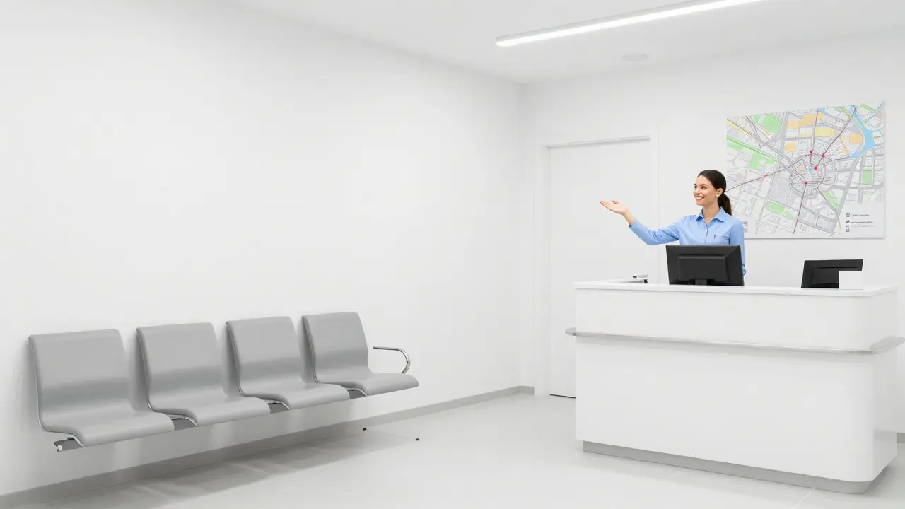 Moderní čekárna zubní pohotovosti v Praze