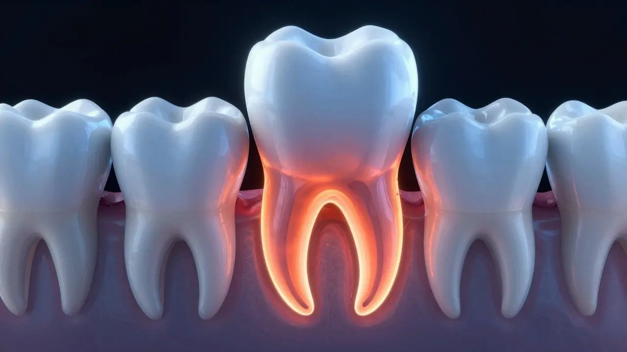 Illustration of bone loss around a tooth root due to inflammation